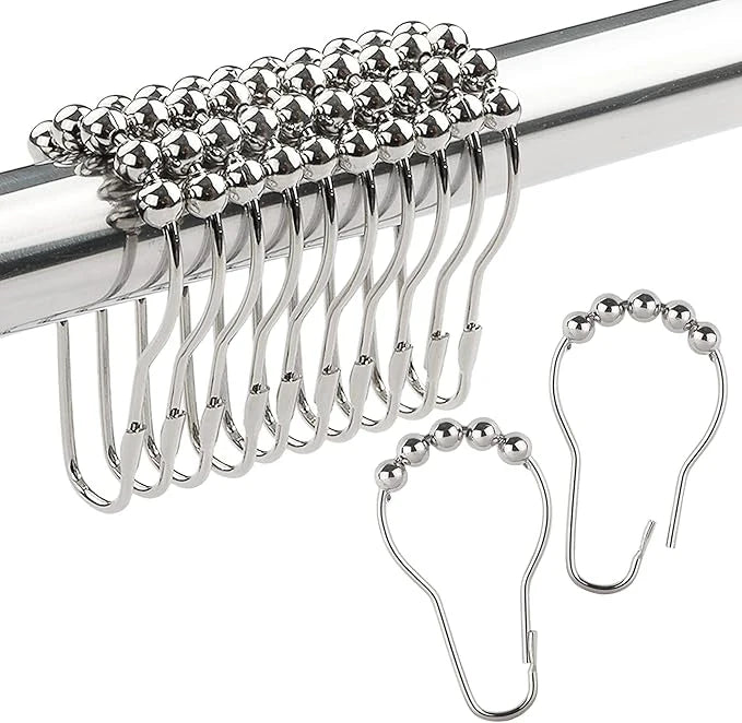 Crochets de Rideau de Douche à Billes Roulantes, Lot de 12, 5 Finitions