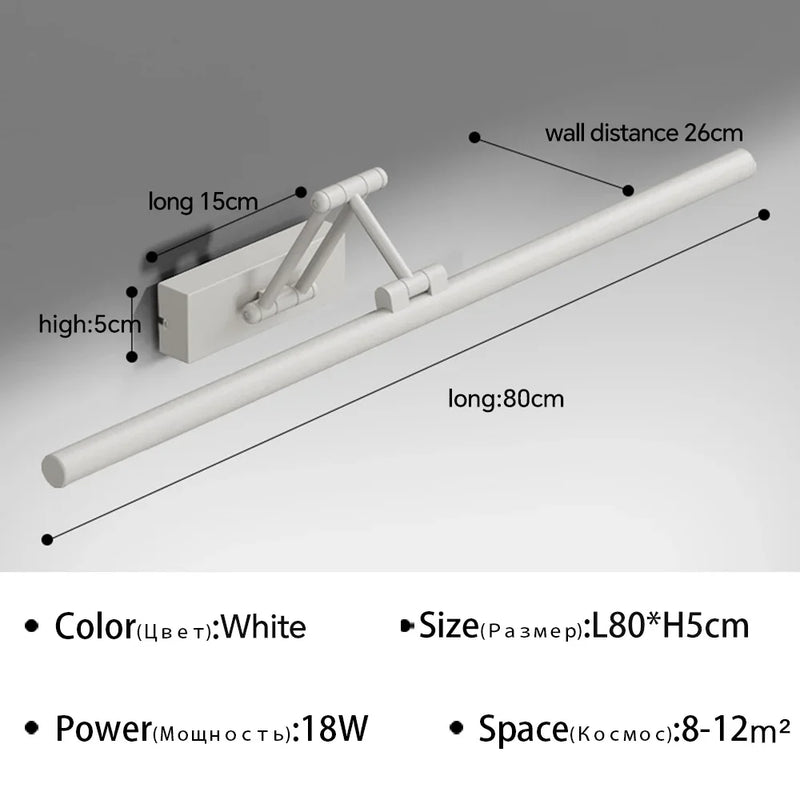 Applique Salle de Bain LED à Bras Articulé Noir ou Blanc 40 à 100 cm