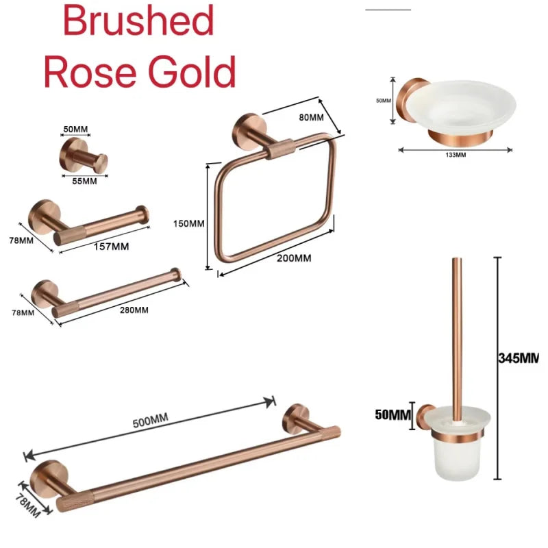 Ensemble d'Accessoires de Salle de Bain Or Rose Laiton Moleté