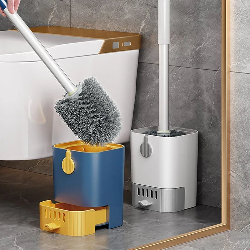 Brosse WC Multifonction à Plateau Coulissant, Bleu ou Blanc, 43,5 cm