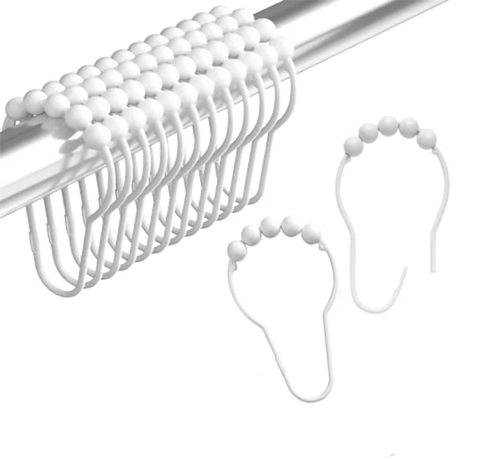 Crochets de Rideau de Douche à Billes Roulantes, Lot de 12, 5 Finitions