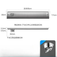 Caniveau de Douche Rectangulaire Inox 304 Anti-Odeur 10 x 60 cm