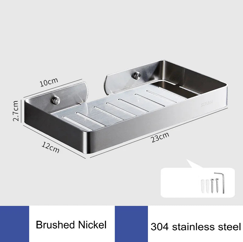 Porte-Savon Mural en Inox Grillagé avec Vidange