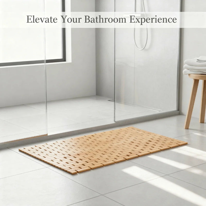 Tapis de Bain Bambou Enroulable Antidérapant 40 x 60 cm et 50 x 70 cm