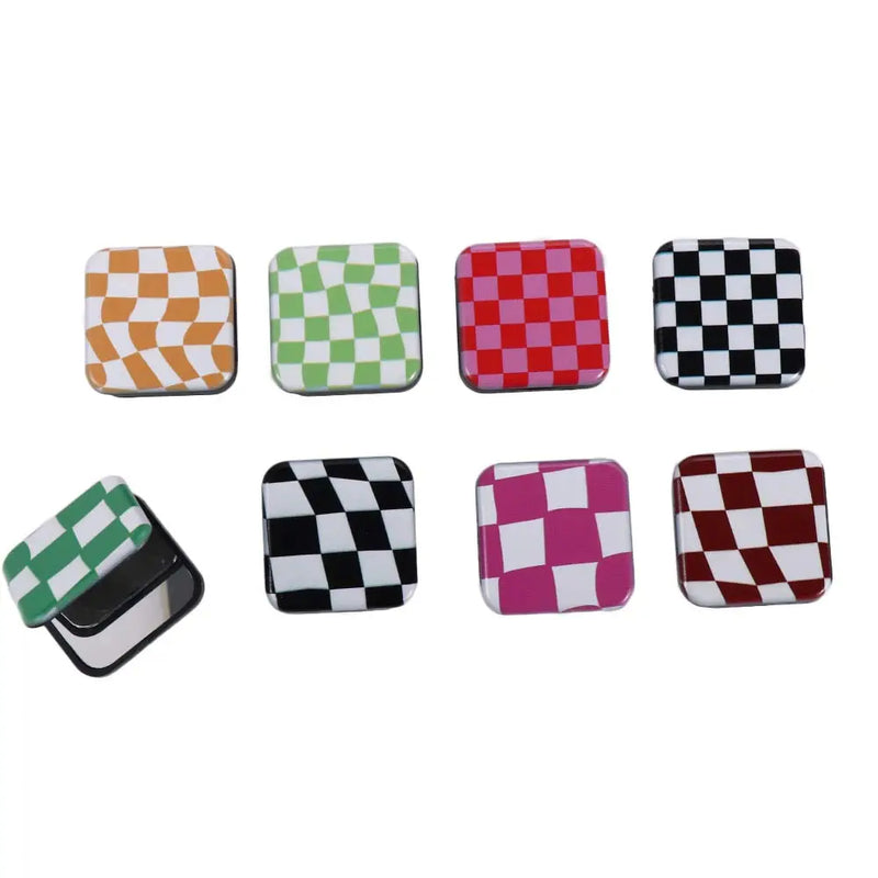 Miroir de Poche Carré Damier avec Poignée Support de Téléphone, 10 Motifs