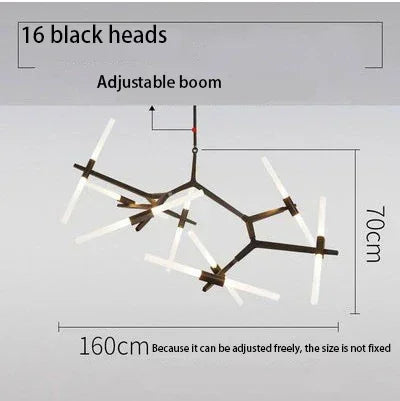 Suspension Cuisine Branches LED Doré ou Noir, 6 à 20 Lampes