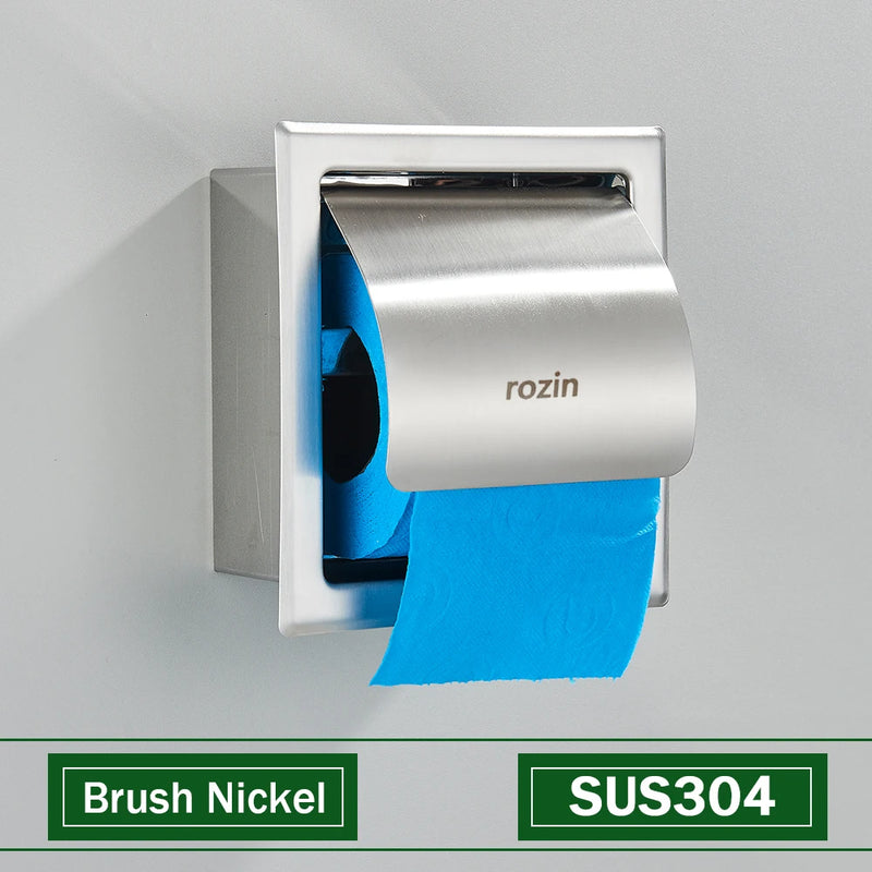 Porte-Papier Toilette Encastré Inox 304 avec Volet, 4 Finitions