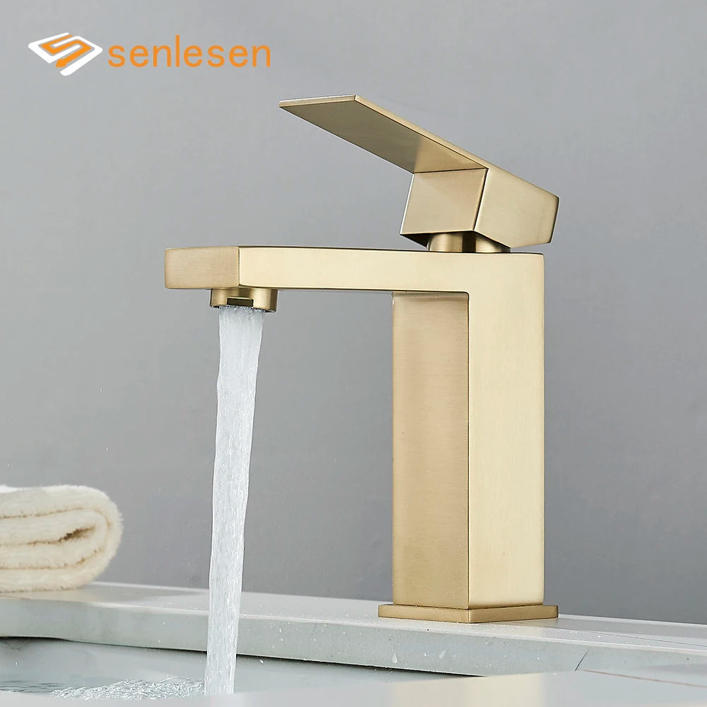 Mitigeur Lavabo Design Carré, Bas et Haut, 5 Finitions