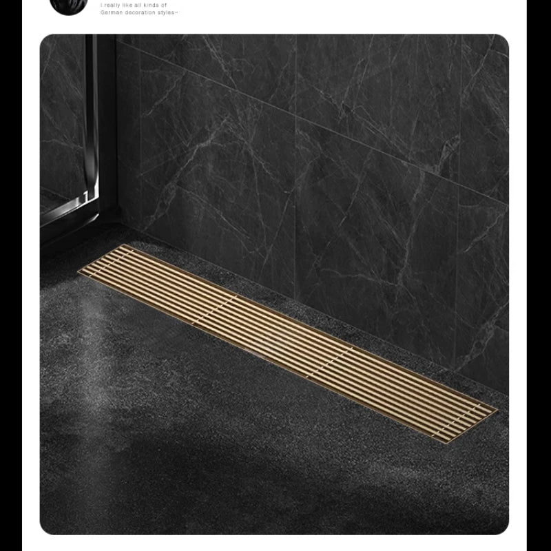 Caniveau de Douche Doré Inox 304, 20 à 60 cm de Long