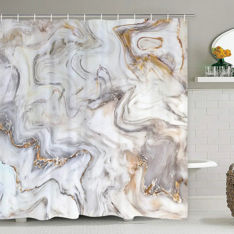 Rideau de Douche Effet Marbre en Tissu, 18 Motifs, 90 à 300 cm