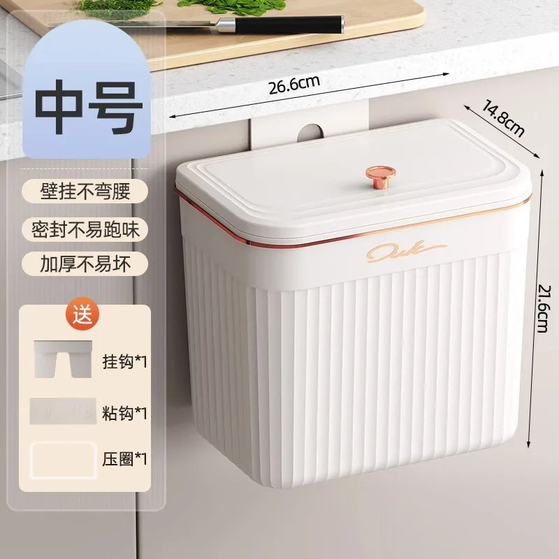 Poubelle de Cuisine Suspendue avec Couvercle Coulissant, Blanc ou Vert, 2 Hauteurs