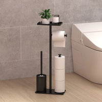 Porte-Papier Toilette sur Pied avec Réserve de Rouleaux, Noir ou Blanc