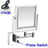 Miroir Grossissant LED Mural Bras Extensible Carré 3X