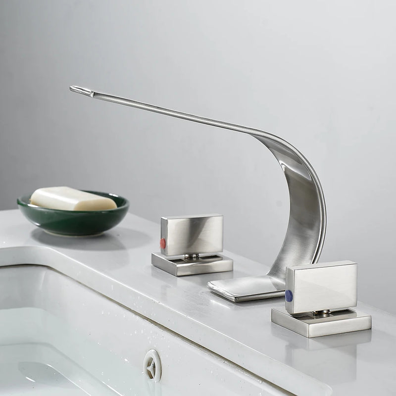 Robinet de Baignoire Cascade Double Bec 3 Pièces