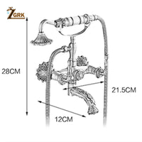 Robinet Baignoire Douche Rétro en Laiton Antique, avec Douchette