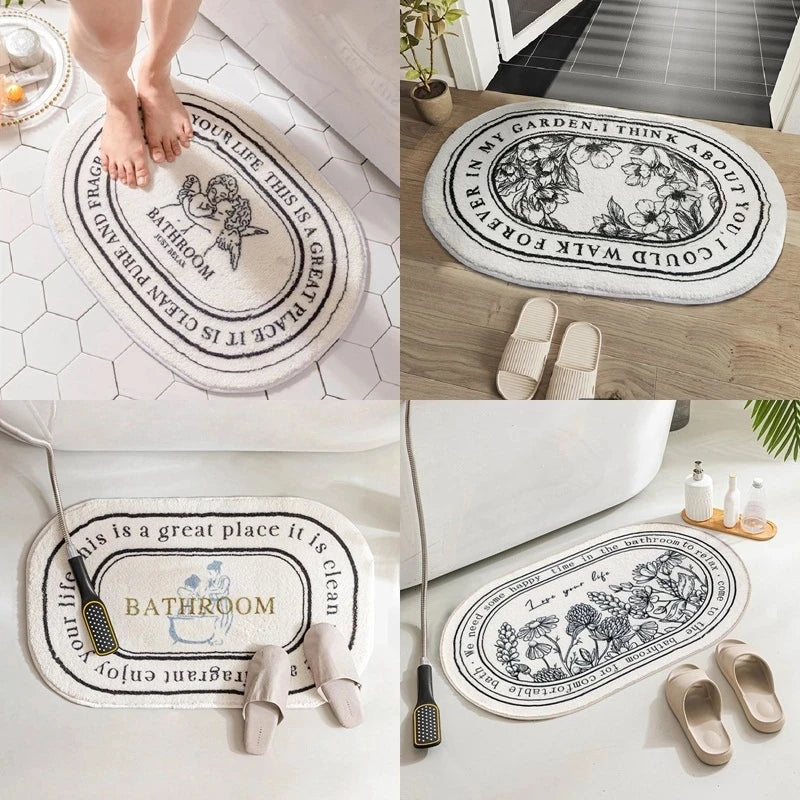 Tapis de Bain Épais Moelleux Antidérapant Motifs Variés