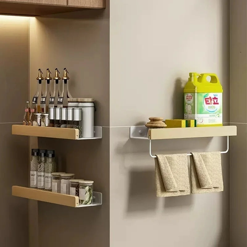 Étagère Murale en Bois et Aluminium, Blanc ou Noir, 20 à 60 cm