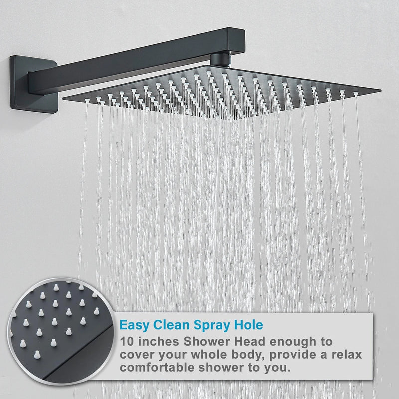 Douche Encastrable Noire Cascade de Pluie avec Bec