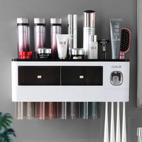 Porte-Brosse à Dents Mural et Distributeur de Dentifrice, 10 Modèles, Gobelets Magnétiques