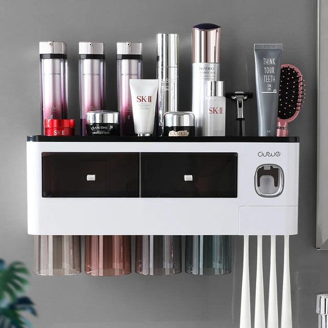 Porte-Brosse à Dents Mural et Distributeur de Dentifrice, 10 Modèles, Gobelets Magnétiques