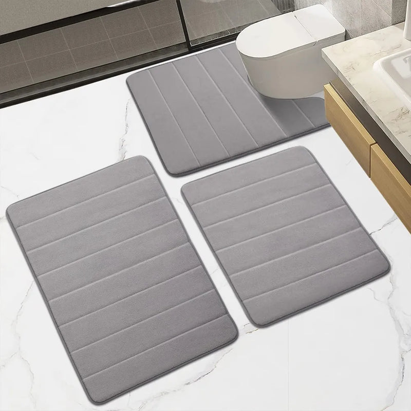 Ensemble de Tapis de Bain Mémoire de Forme Antidérapant, 1 à 3 Pièces