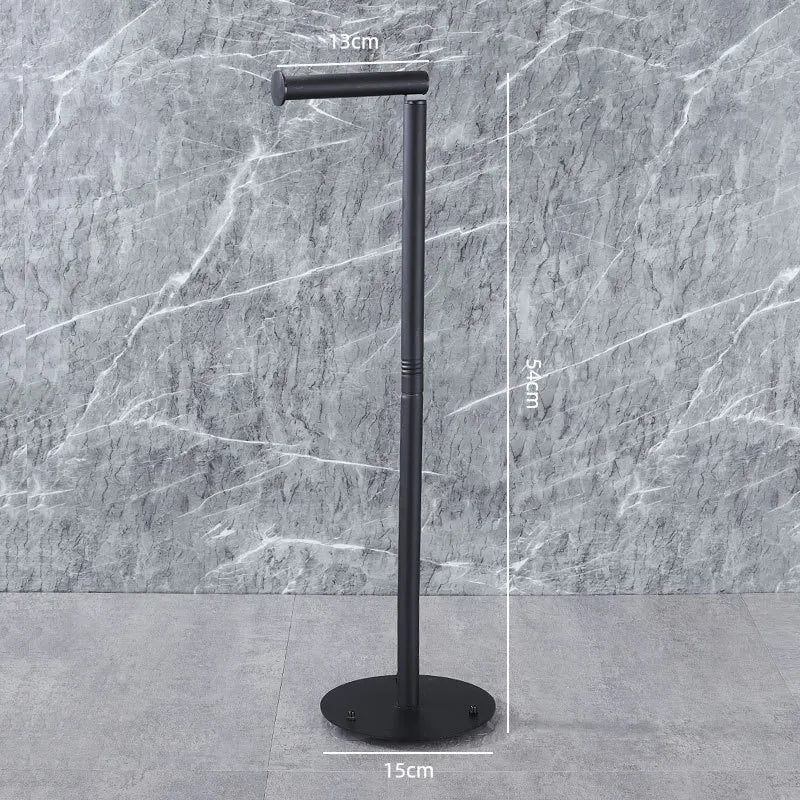 Porte-Papier Toilette sur Pied Noir, avec Réserve ou Porte-Brosse