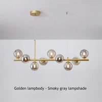 Suspension Cuisine Îlot Globes Verre, 7 à 11 Têtes, Noir ou Doré