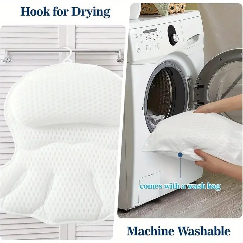 Oreiller de Baignoire Ergonomique Maille 4D Ventouses