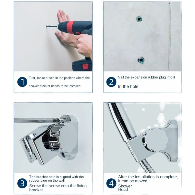 Support Mural de Pomme de Douche en Aluminium Argenté