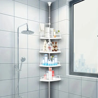Serviteur de Douche d'Angle Télescopique Blanc 4 Plateaux, 105 à 320 cm