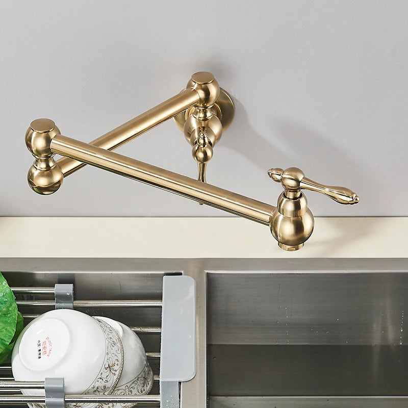 Robinet de Cuisine Mural Pliable Eau Froide Bec Rotatif