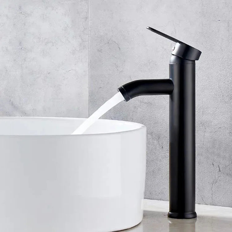 Mitigeur Lavabo Monotrou Inox Noir Mat ou Chromé, Modèle Haut ou Court