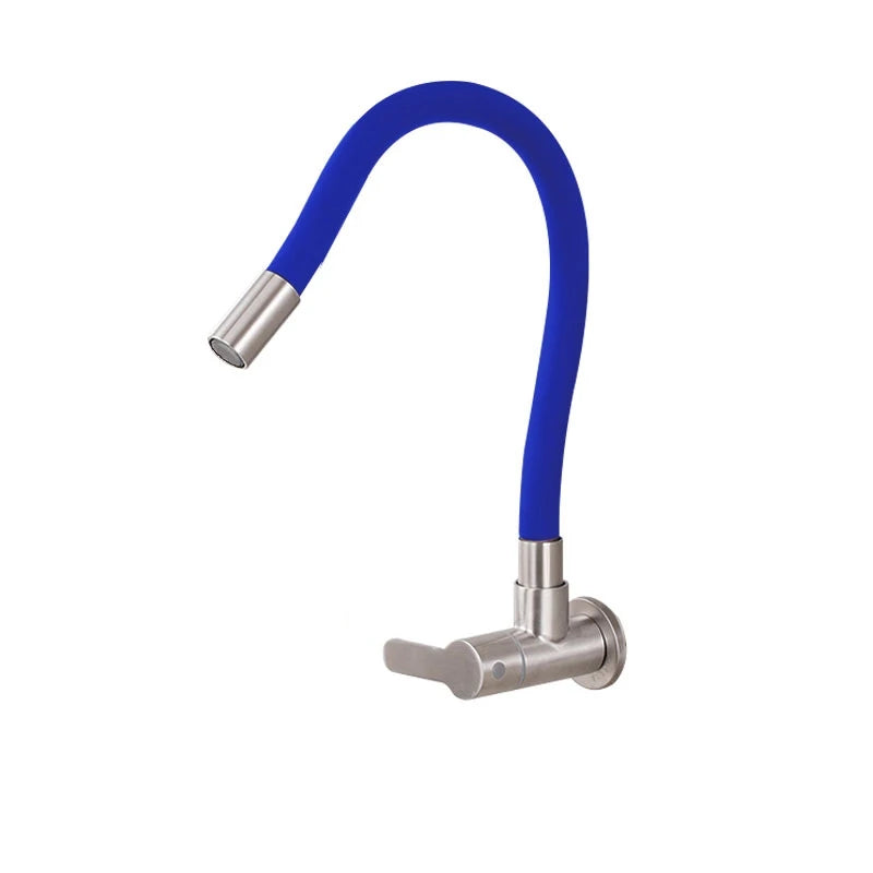 Robinet de Cuisine Mural Bec Flexible Eau Froide Inox 304