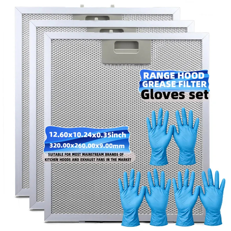 Filtre de Hotte Aluminium 320 x 260 mm, Lot de 3