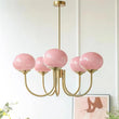 Suspension Cuisine Lustre Verre Rose, 3 ou 5 Têtes, Doré ou Chromé
