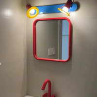 Miroir Mural Carré Angles Arrondis Cadre Inox Coloré 40 x 40 cm