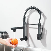 Robinet Cuisine Mural Eau Froide à Ressort Double Bec, 4 Finitions