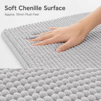 Tapis de Bain Chenille Gris Clair Antidérapant Absorbant, 2 Tailles