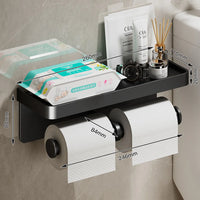 Porte-Papier Toilette Mural Blanc, Noir ou Gris avec Tablette, 1 ou 2 Rouleaux
