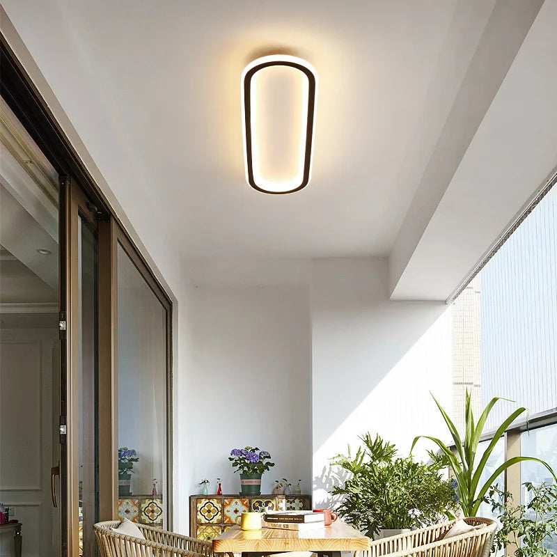 Plafonnier LED Cuisine Ovale Dimmable Doré Noir Blanc