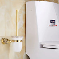 Ensemble d'Accessoires de Salle de Bain Doré à Cristaux