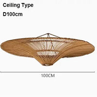 Suspension Cuisine Rotin Chapeau de Paille Wabi-Sabi, Ø 60 à 120 cm