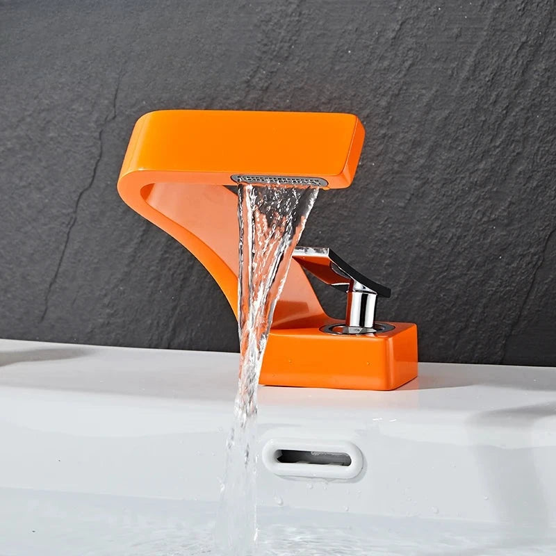 Mitigeur Lavabo Cascade Design Laiton Monotrou, 8 Finitions, Bonde en Option