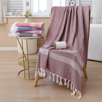 Serviette de Bain Coton Séchage Rapide à Franges 100 x 180 cm