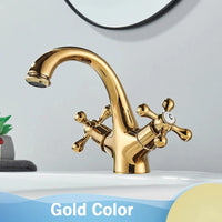 Mitigeur Lavabo Rétro Double Poignée Croisillons Laiton, 5 Finitions
