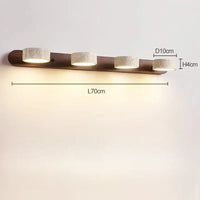 Applique Salle de Bain LED Travertin et Bois Orientable 32 à 70 cm