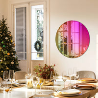 Miroir Mural Rond Décoratif Verre Teinté Dégradé Arc-en-Ciel 66 cm