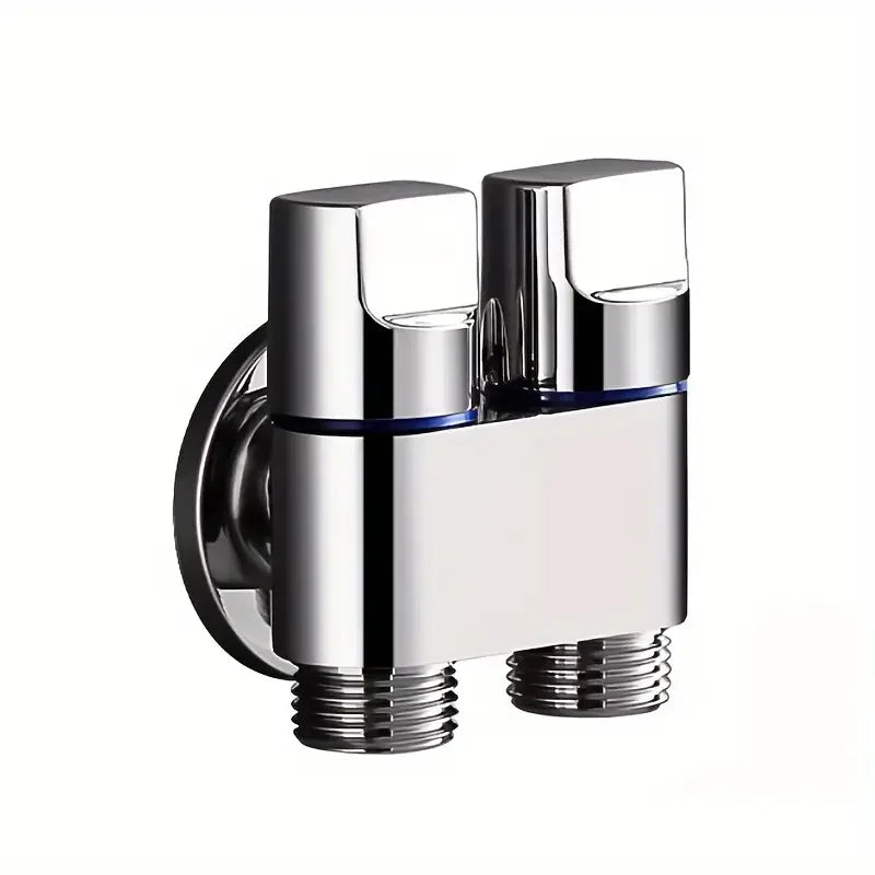 Robinet d'Angle Double Sortie, Douchette WC en Option, Noir Chromé Gris