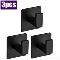 Patère Adhésive Carrée en Aluminium, Noir, Gris ou Blanc, Lot de 1 à 4 Crochets