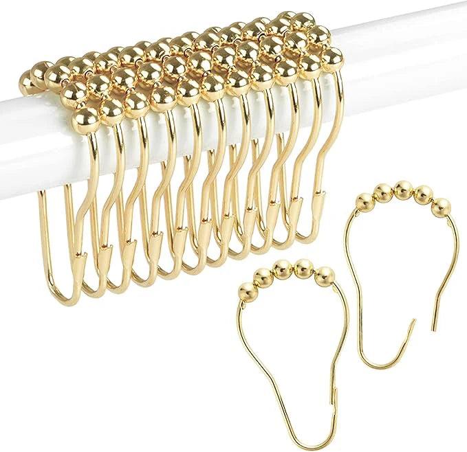 Crochets de Rideau de Douche à Billes Roulantes, Lot de 12, 5 Finitions